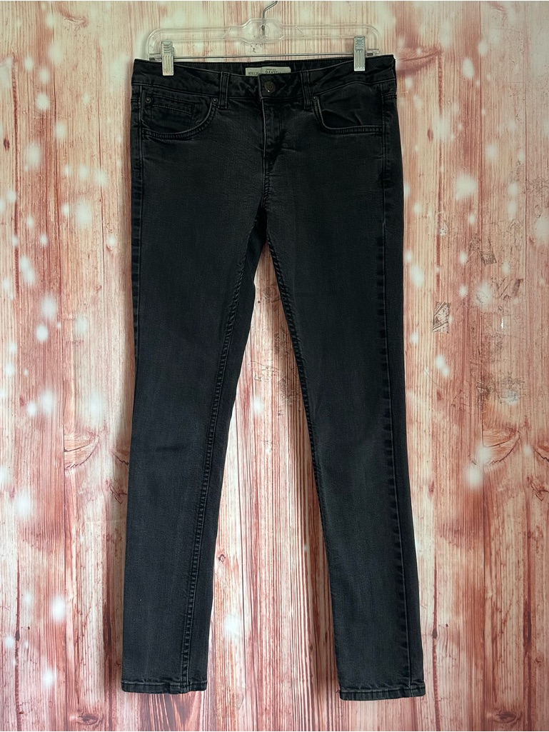 Topshop Moto Baxter Washed Black Low Rise Slim Fit Skinny Jeans Waist Size 30
